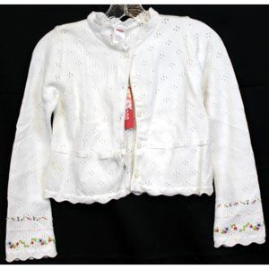 NEW 2007 Gymboree Love is in The Air White Cardigan Sweater Flower Scallop Edge